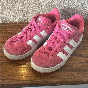 Adidas Kids Fuchsia Sneakers with White Stripes
